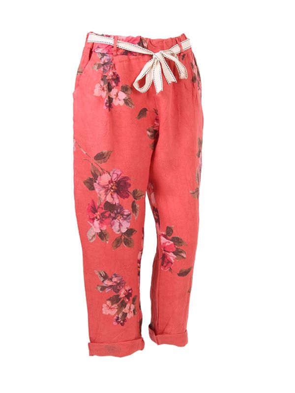 DANIELLA - Floral Linen Pants – Amelia-May Italian