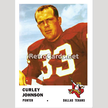 1961F Dallas Texans RetroCards Set