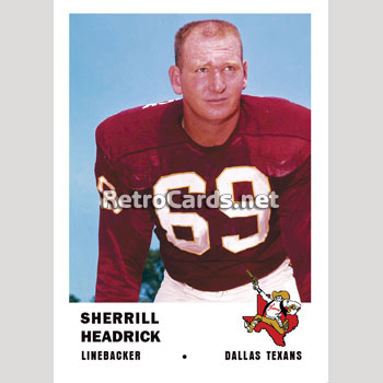 : 1960 Fleer # 59 Sherrill Headrick Dallas Texans (Chiefs)  (Football Card) VG Texans (Chiefs) TCU : Collectibles & Fine Art