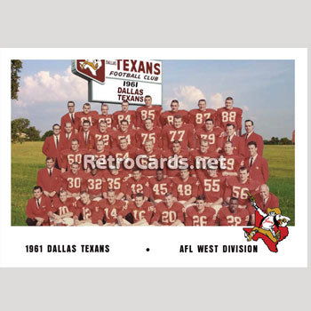 1961 DALLAS TEXANS 8X10 TEAM PHOTO AFL TEXAS FOOTBALL