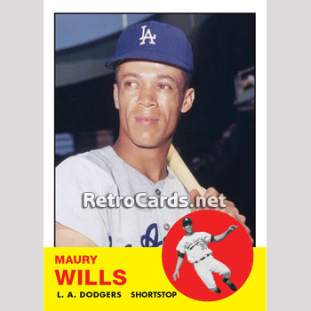 1963 Fleer #43 Maury Wills Dodgers ROOKIE 3 - VG B63F 03 3889
