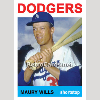 Maury Wills Los Angeles Dodgers Custom Baseball Card 1969 