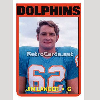 Autographed JIM LANGER Miami Dolphins 1979 Topps Card #425 - Main Line  Autographs