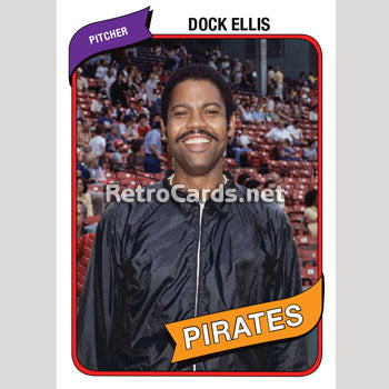 Dock Ellis Pittsburgh Pirates 1968 Style Custom Baseball Art Card