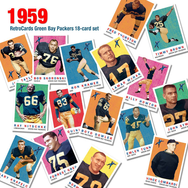 1959 Topps football cards, custom cards, Packers Dynasty
