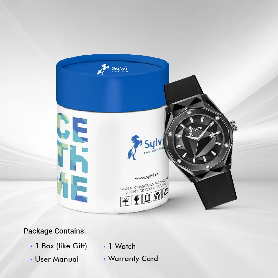 Premium Packaging Sylvi Imperial Stylish Black Luxurious Daily Wear Men's Watch Premium Packaging Sylvi Imperial Stylish Black Luxurious Daily Wear Men's Watch