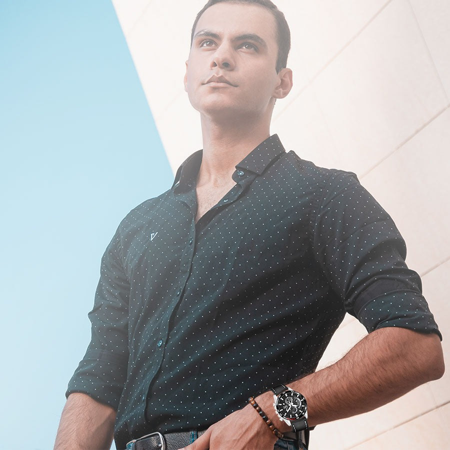 Designed for Men Sylvi Elegant Black Leather Strap Chronograph Analog Men's Watch Designed for Men Sylvi Elegant Black Leather Strap Chronograph Analog Men's Watch