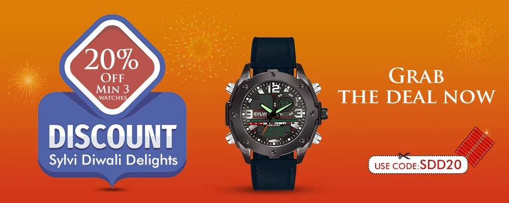 Sylvi Diwali Delights Flat 20% Off on Premium Watches for Men Diwali Festival Sale 1000x400