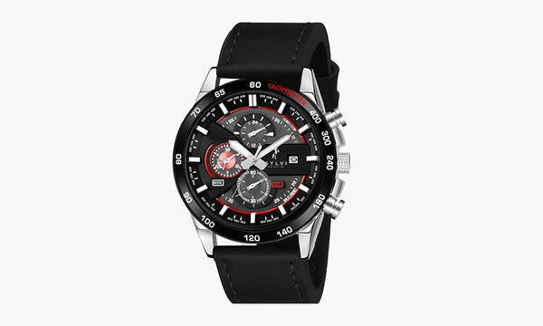 Sylvi Timegrapher Black Red Leather Working Chronograph Watch for Men Diwali Special Discount Offers