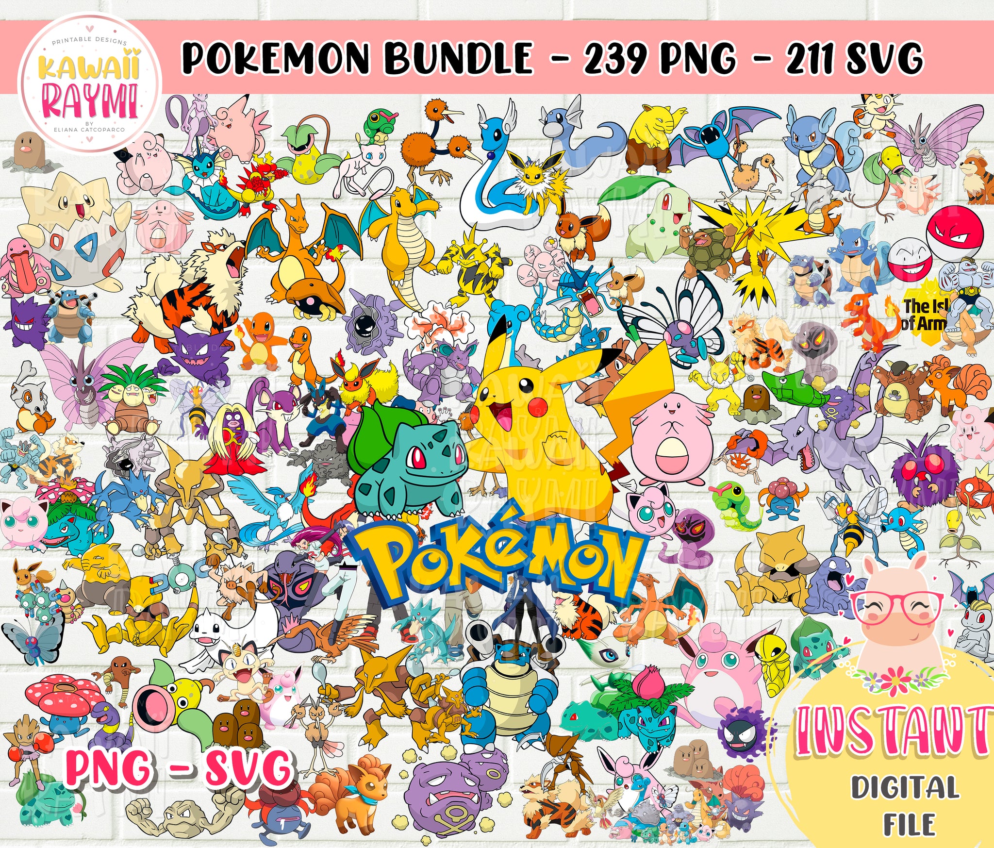 Download Pokemon Bundle Svg Png Clipart Pokemon Cricut Instant Download Kawaii Raymi