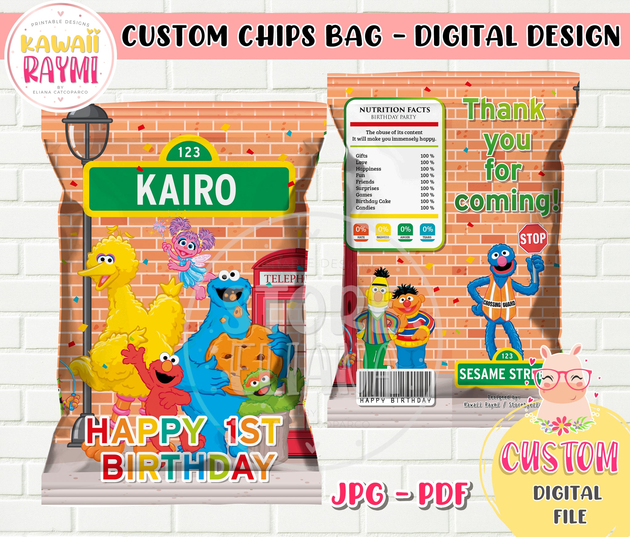 Sesame Street custom Chips bag DIGITAL FILE – Kawaii Raymi