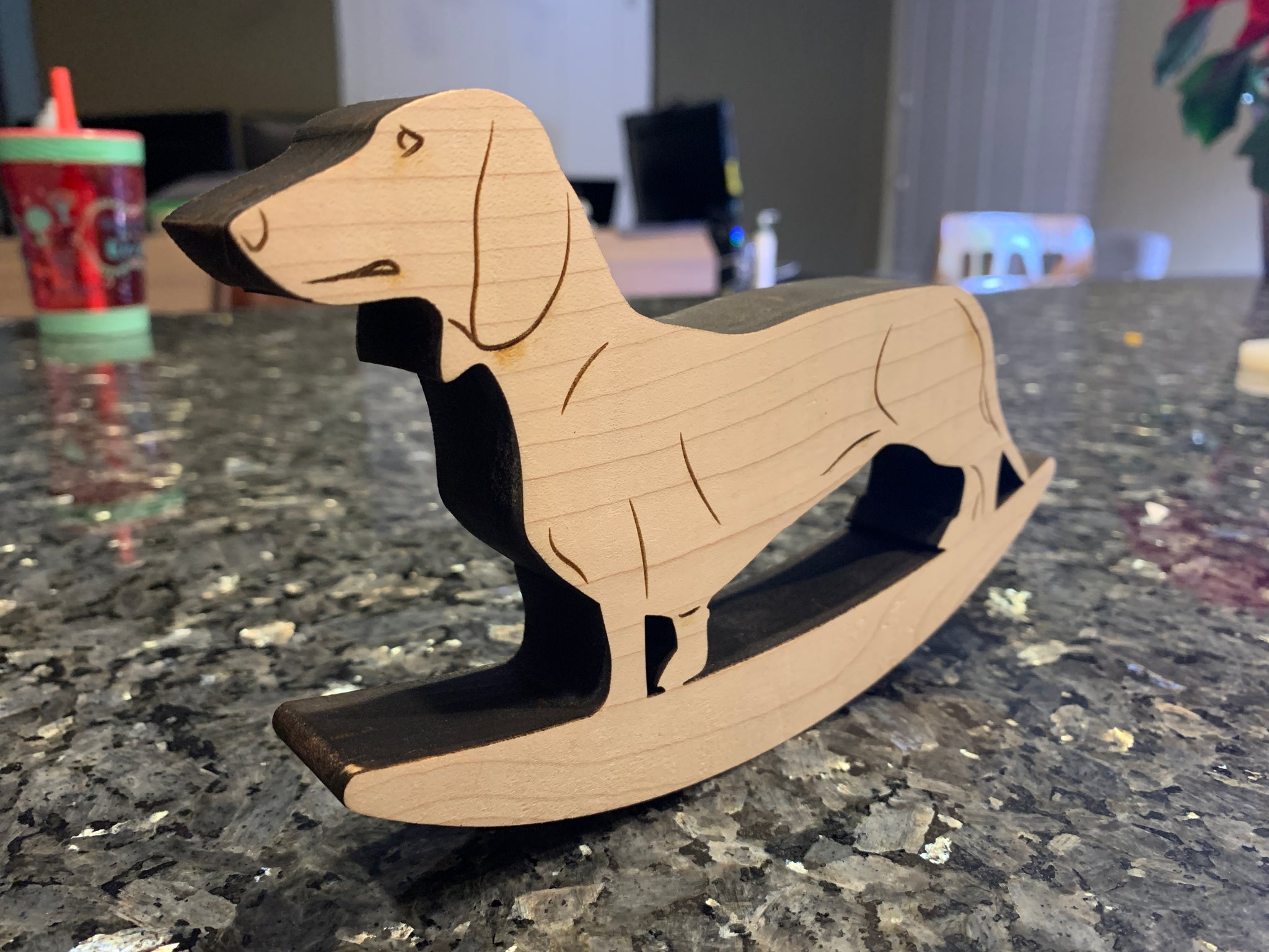 laser cut and engraved rocking dog by pop & pine