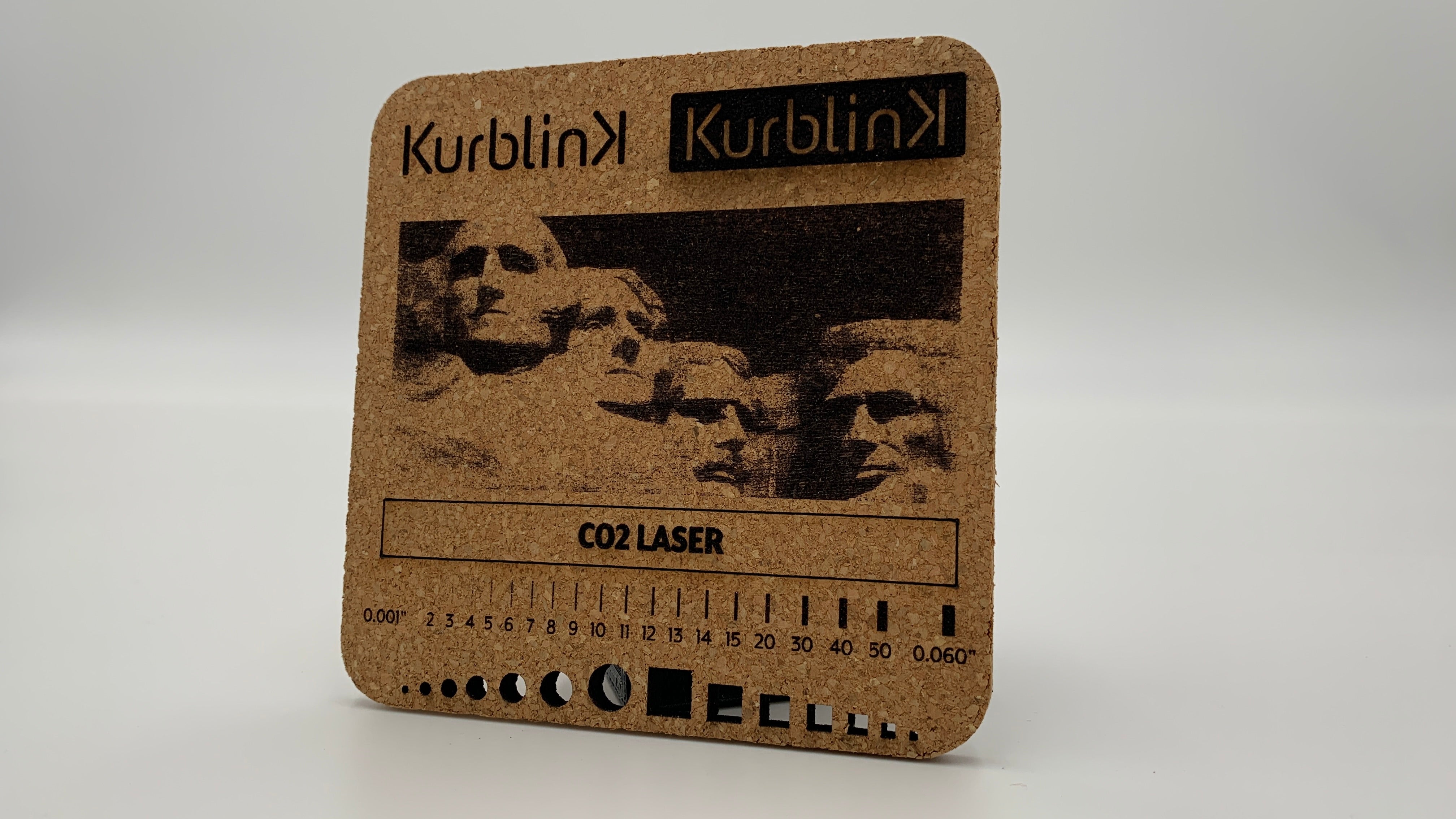 Cork sheet laser engraved and cut by Kurblink