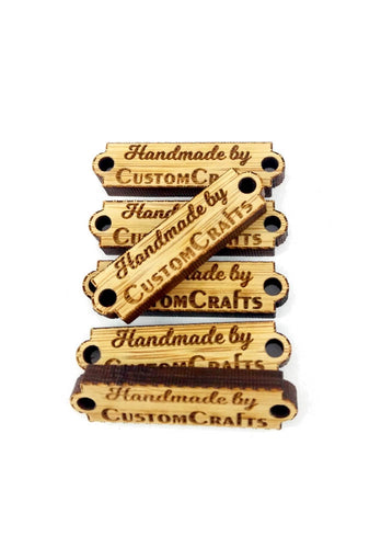 Custom Handmade By Wood Tags - Set of 25