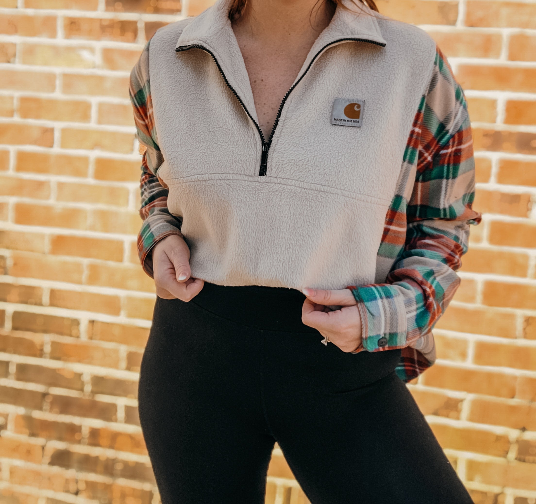 Quarter zip fleece with carhartt logo