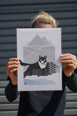 Girl holding the wolfie print