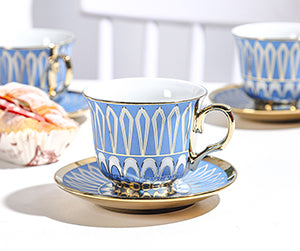 13 Pieces European Coffee Sets, Line-Blue Set
