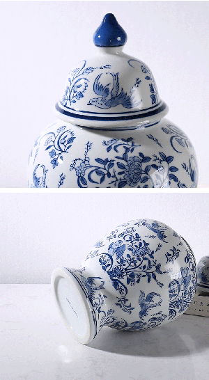 Chinese Style Blue and White Porcelain Ginger Jar Vase