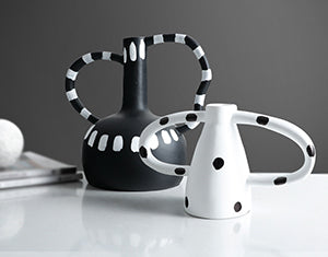 Black and White Spots Twisted Ceramic Vase