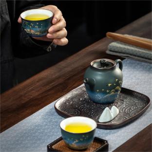 Japanese-Style Ink Color Ceramic Tea Set