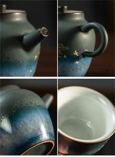 Japanese-Style Ink Color Ceramic Tea Set