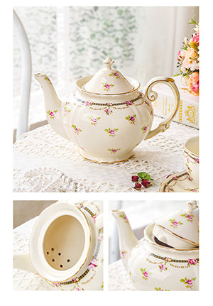 Vintage Floral Rose Coffee & Tea Set