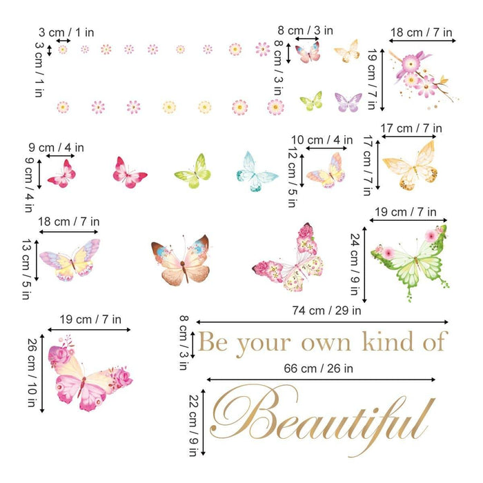 Butterfly -Be Your Own Kind of Beautiful Girls Wall Decals — HauSweet