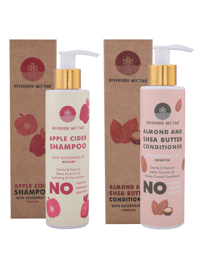 Pack Of Apple Cider Shampoo & Almond Shea Butter With Keratin Conditioner For Hydrating & Anti Dandruff Hair