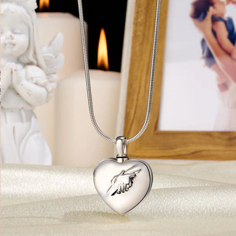 handshake cremation urn necklace