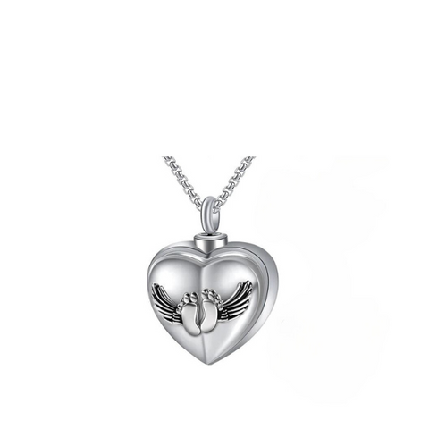 angel wing baby feet urn necklace