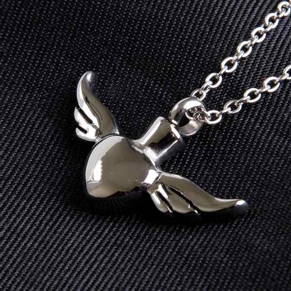 Load image into Gallery viewer, Personalized Custom Heart Angel Wing Urn Necklace for Ashes Keepsake Cremation Memorial Pendant Necklace
