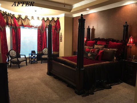 Bay_window_treatment_solutions-drapery_hardware-master_bedroom_curtains-old_world_bedding-designer_bedding-red_and_leopard_print-curtains-velvet_curtains-reilly_chance_collection