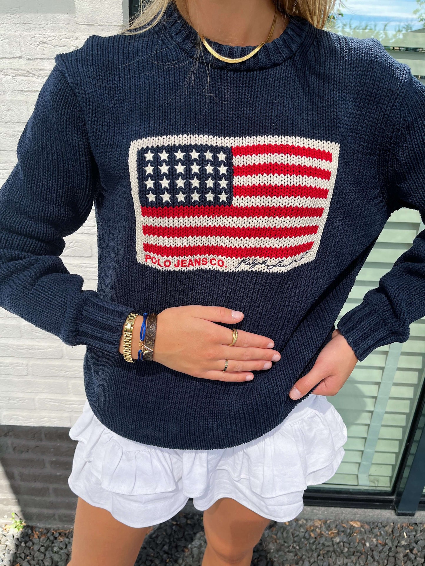Ralph Lauren USA flag sweater dark blue | Laura Stappers Vintage