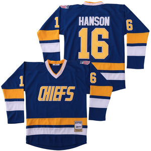 Jeff Hanson #18 Charlestown Chiefs Jersey #18 Slap Shot Jerseys 2 Colors  S-3XL