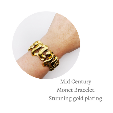 1940s Monet Bracelet, stunning gold plating.