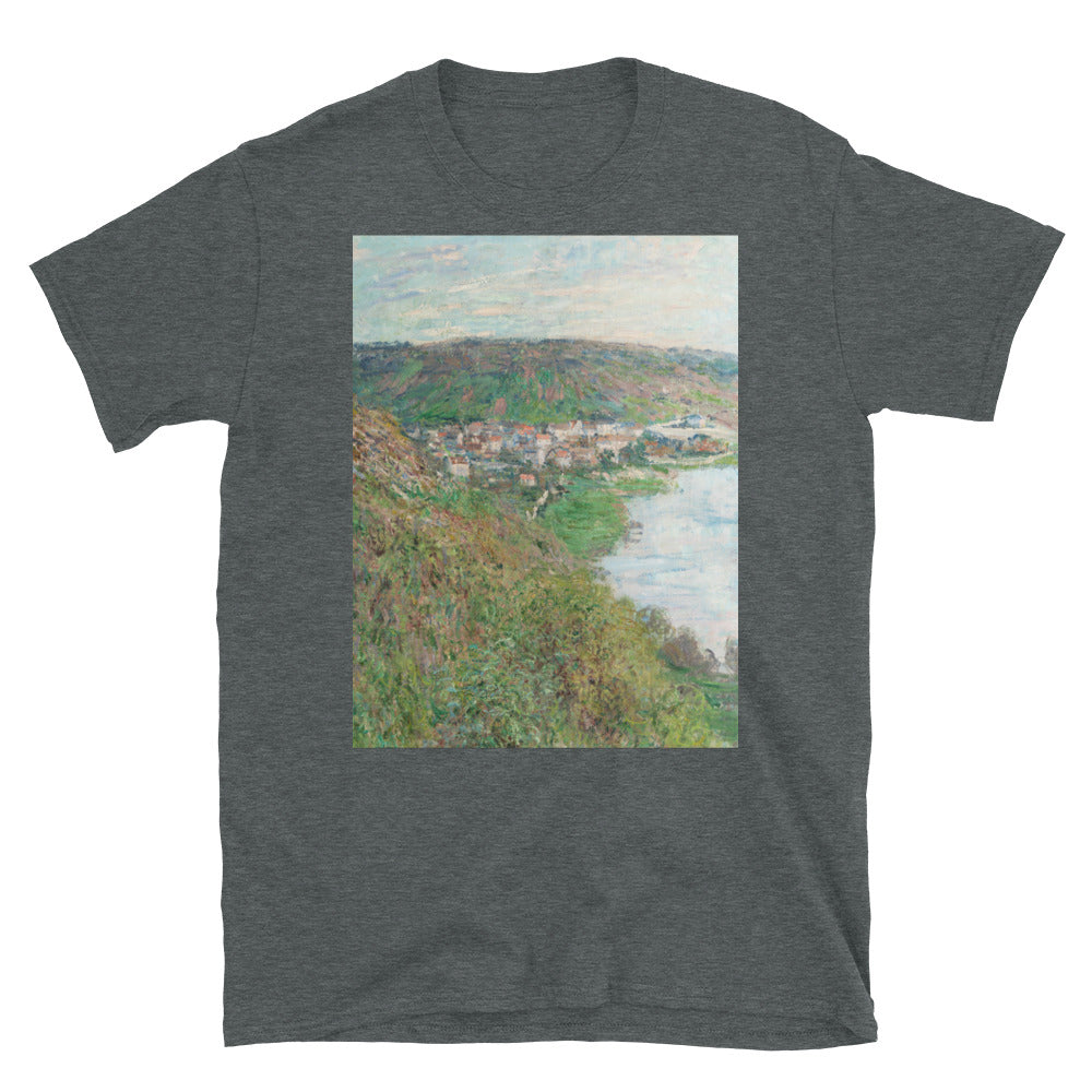 French Impressionist Landscape Painting of Cliffs and Town by T-shirt