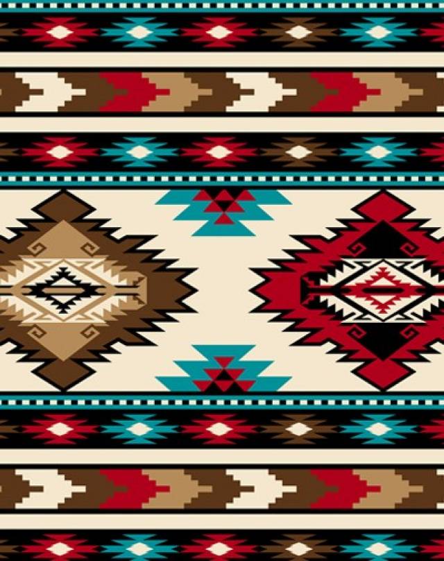 Southwest Stripe Red Aztec Fleece Fabric- Fleece Fabric Print by The Yard