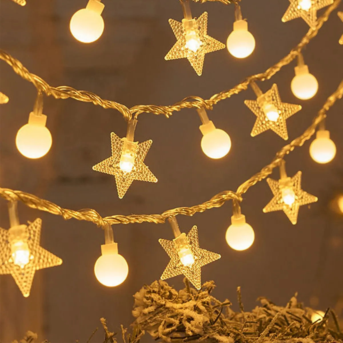 Xpoko 1.5M/3M Snowflake LED String Lights Fairy Lights Festoon Led Light Battery Operated Garland New Year 2024 Christmas Decoration