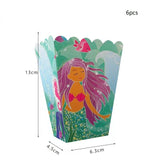 Xpoko New Little Mermaid Party Tableware Set Paper Cup Plate Aluminum Foil Mermaid Number Balloon Birthday Party Baby Gift Decoration