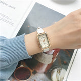 Elegant Simple Rectangle Ladies Watch Brown Quartz Clock 2022 Women&#39;s Fashion Casual Retro Leather Watches Female Wristwatches