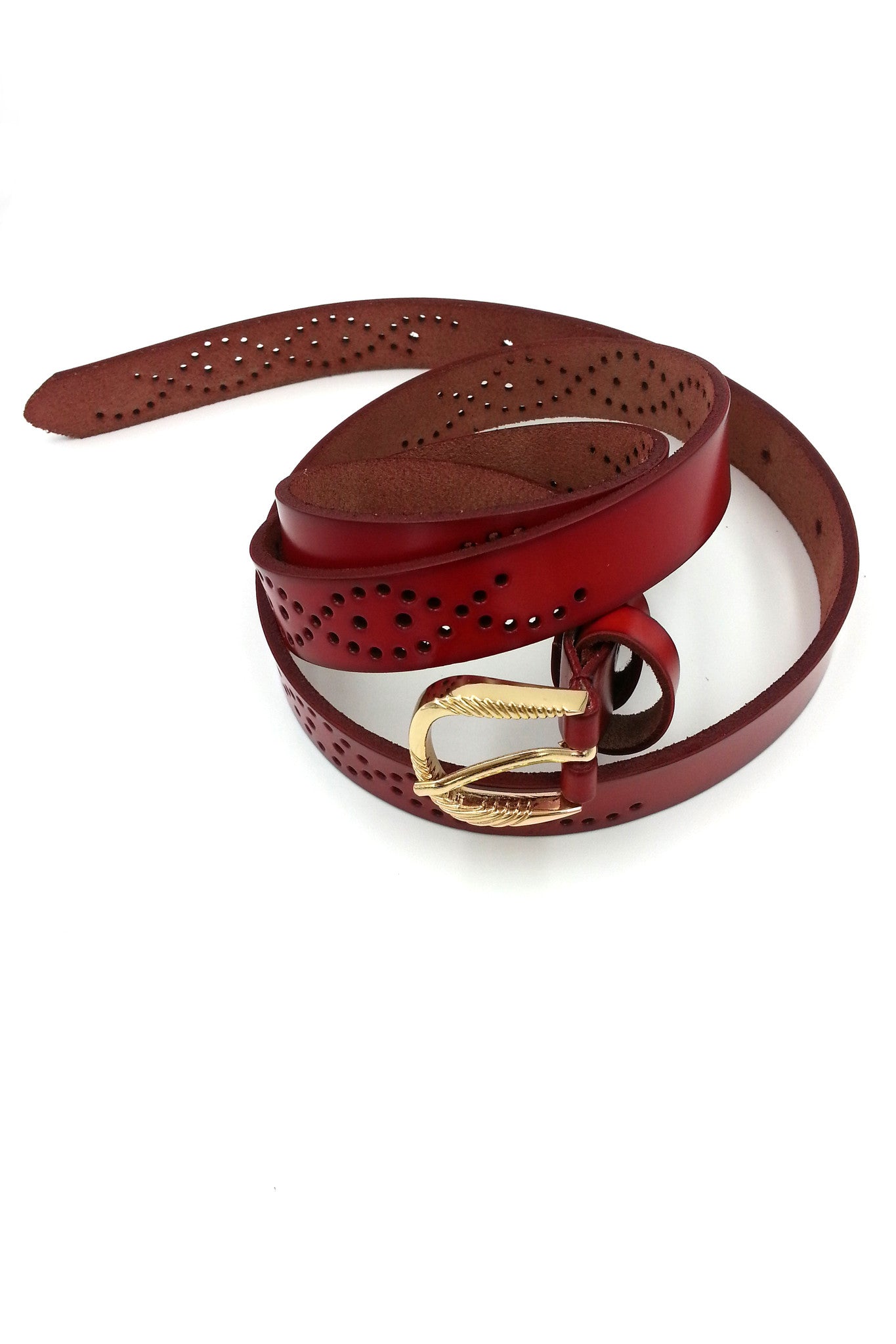 Ruby Snake Pattern Leather Belt