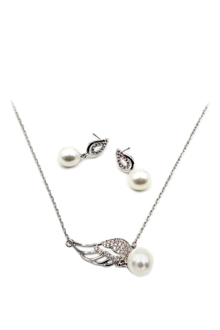 simple mini swan crystal necklace ring set