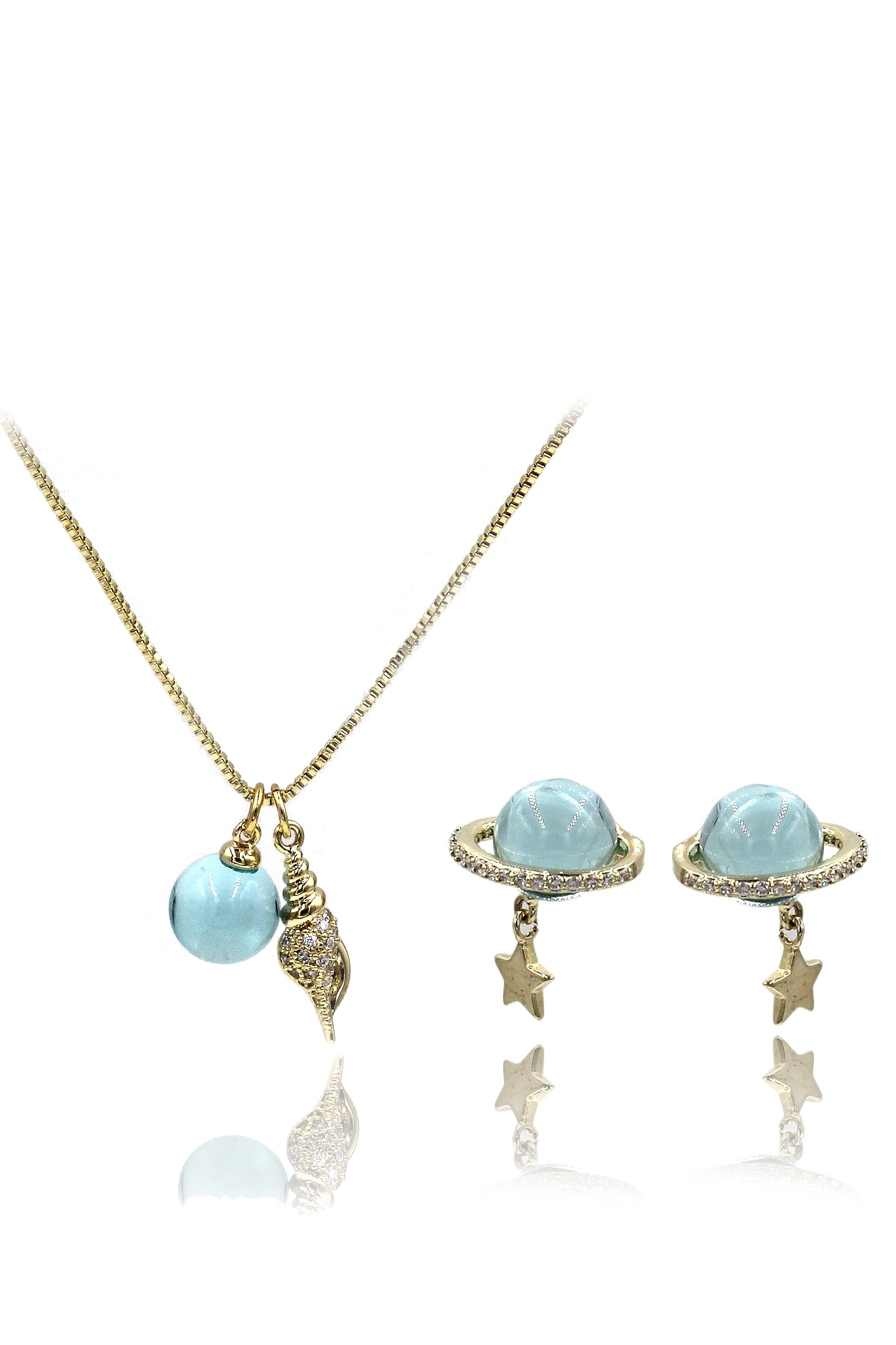 Fashion Dream Planet Necklace Earrings Set