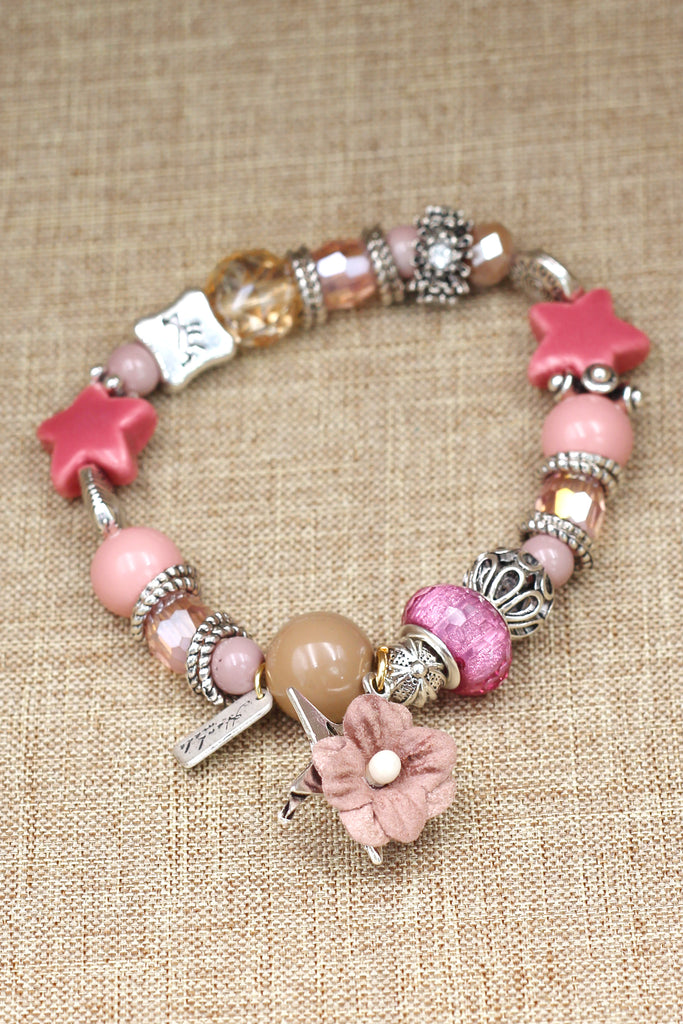 colorful bead flower star bracelet
