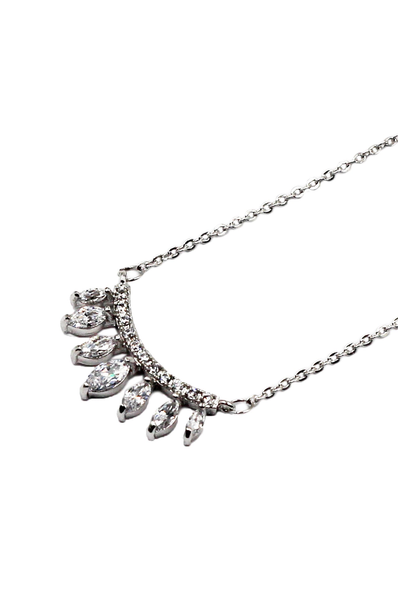 Small silver crystal stone necklace