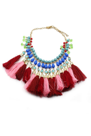 fashion all red square round crystal necklace – Ocean Fashion
