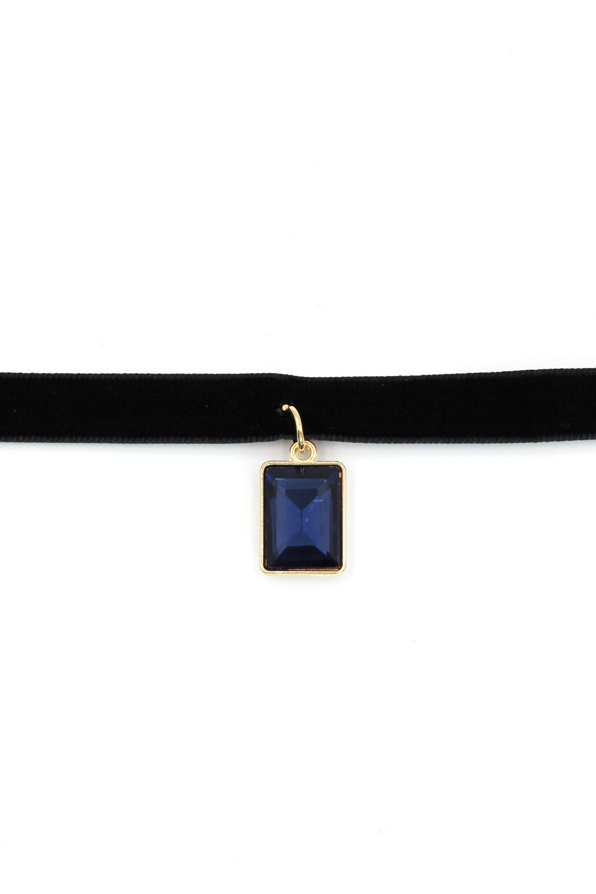 ladies plush belt pendant square crystal choker