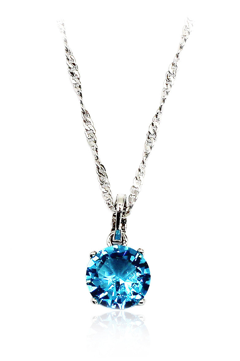 fashion clear blue crystal necklace