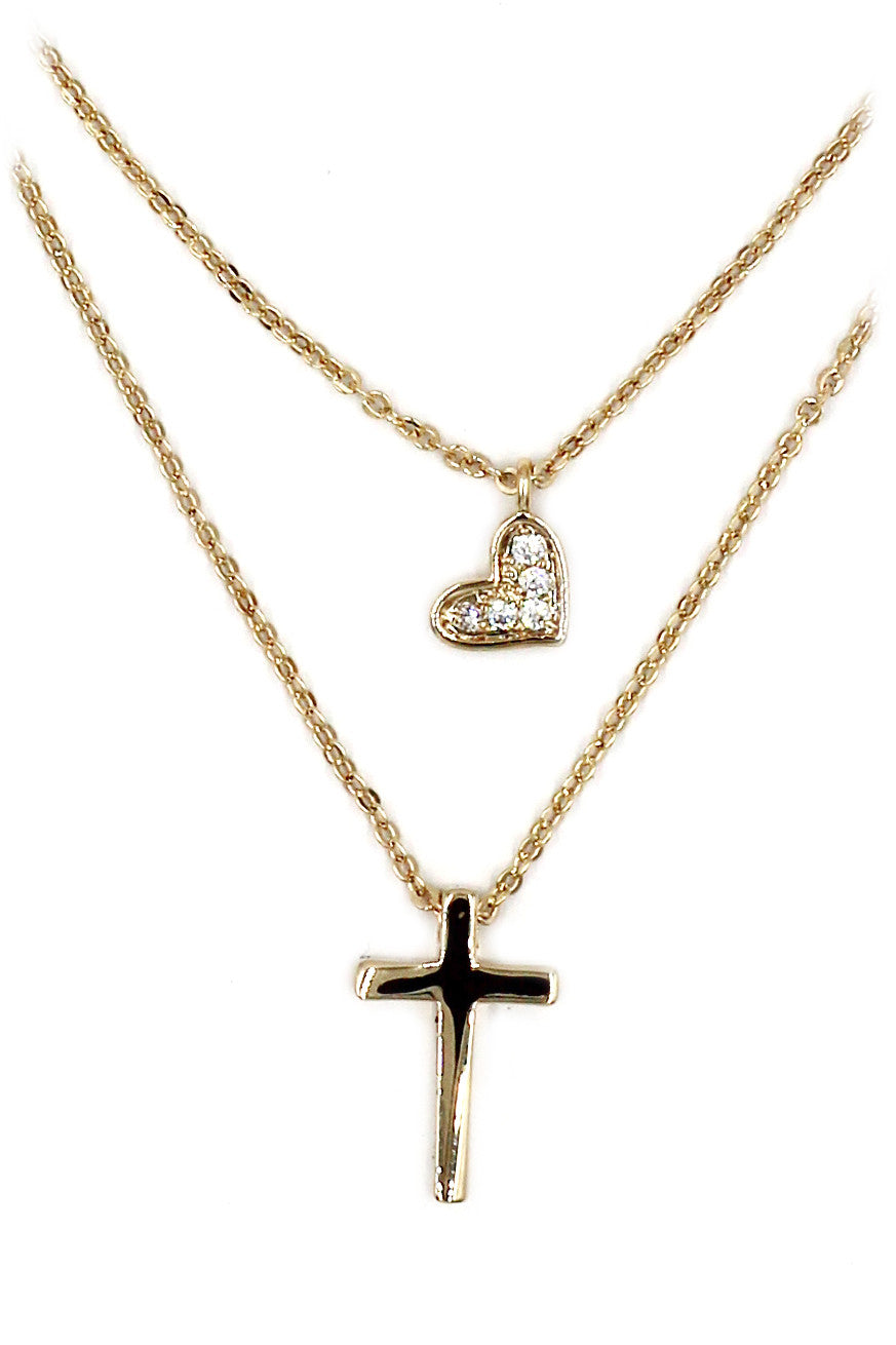 duplexes small crystal cross and heart necklace – Ocean Fashion