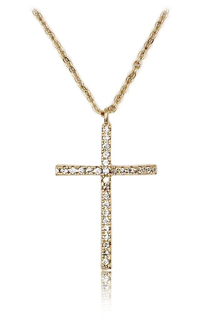 micro-set crystal cross necklace earrings set